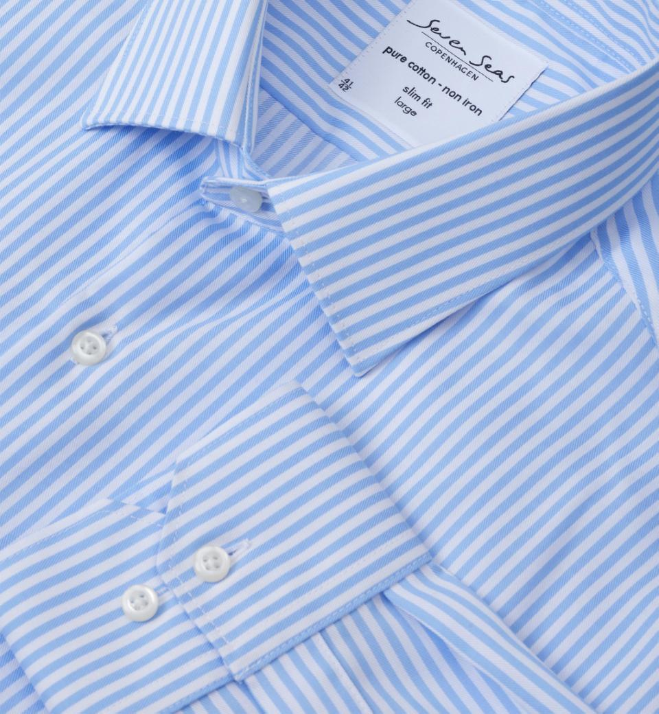 Seven Seas Skjorter s90-lyseblå_S - Bygholm Menswear